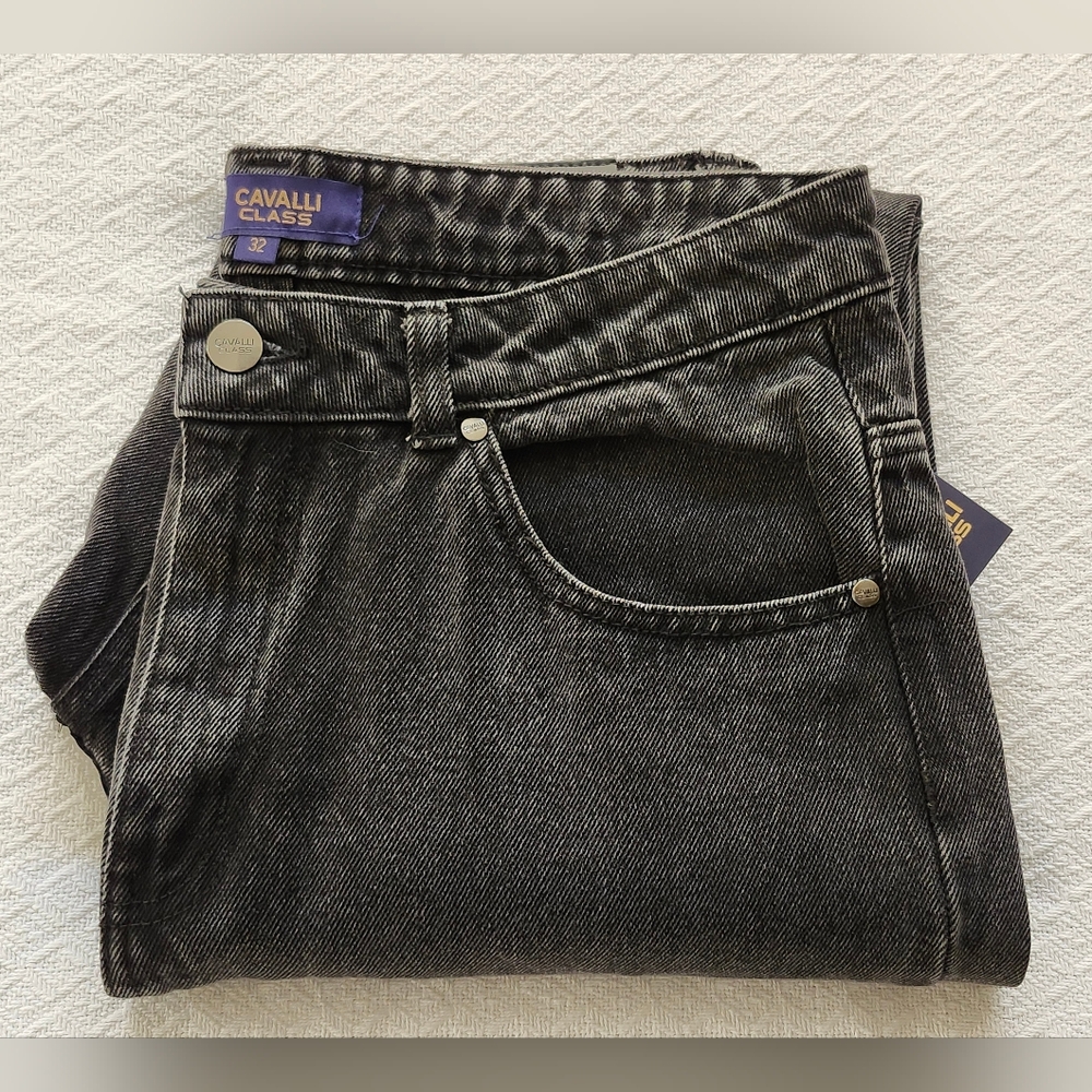 CAVALLI CLASS NWT Black 5-Pocket Straight High-Rise Cropped Jeans. Size M. - Picture 16 of 16